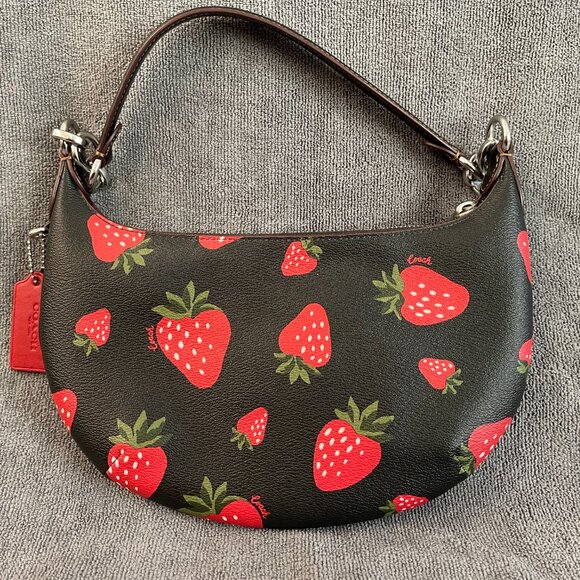 NWOT Coach Payton Hobo Bag in Black w/ Strawberry Print - Picture 2 of 5